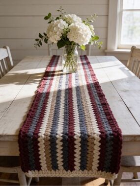 Stars & Stripes Crochet Table Runner | Holiday Summer 4th of July Americana